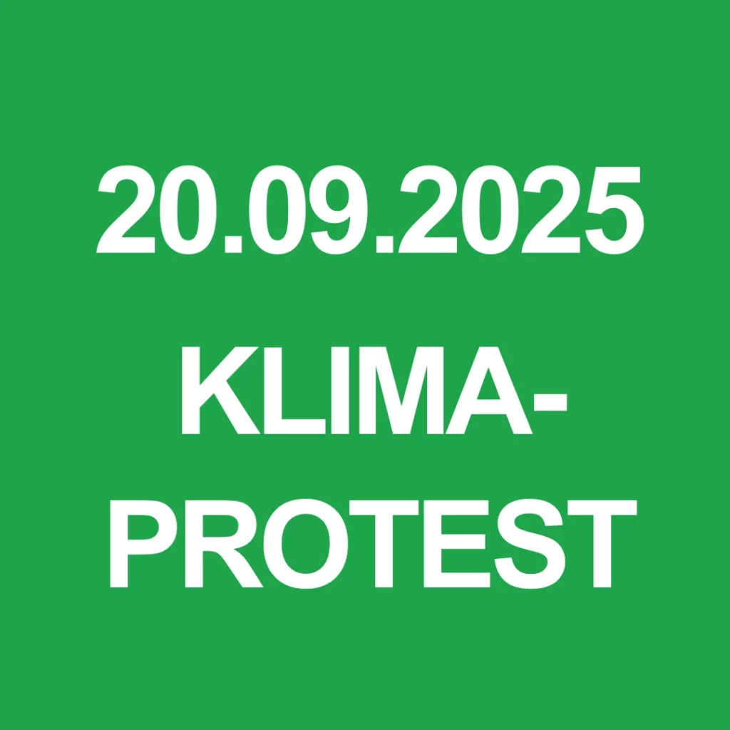 Das Bild zeigt ausschließlich Text: 20.09.2025. Klimaprotest.